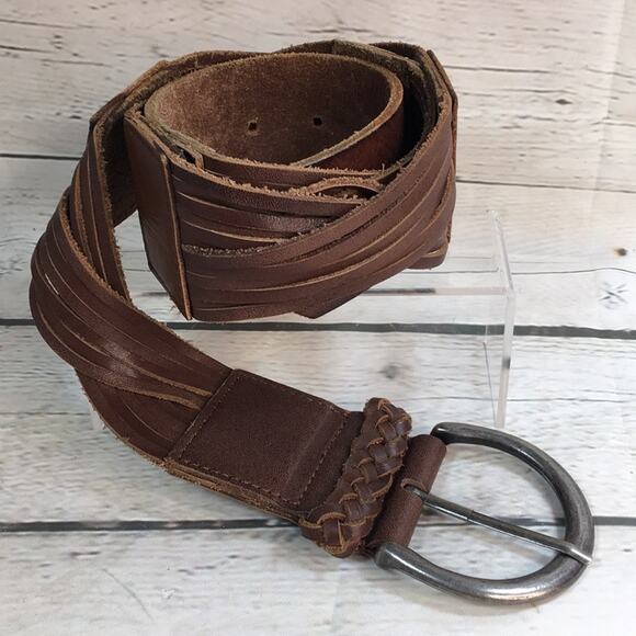 Promod Leather Belt Made in Italy Size Medium Brown Boho - Picture 1 of 6